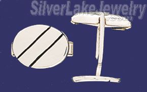 Sterling Silver Oval Cufflinks - Click Image to Close