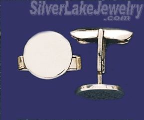 Sterling Silver Plain Round Cufflinks - Click Image to Close
