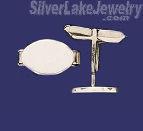 Sterling Silver Plain Oval Cufflinks - Click Image to Close