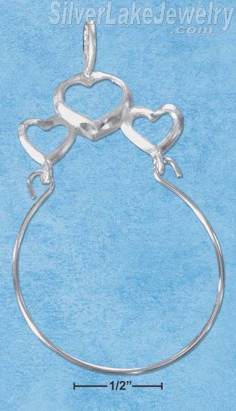 Sterling Silver Triple Open Heart Charmholder - Click Image to Close