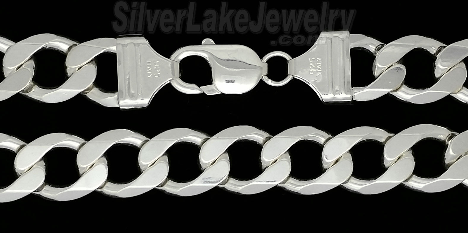 Sterling Silver 8" Curb Chain Bracelet 12mm - Click Image to Close