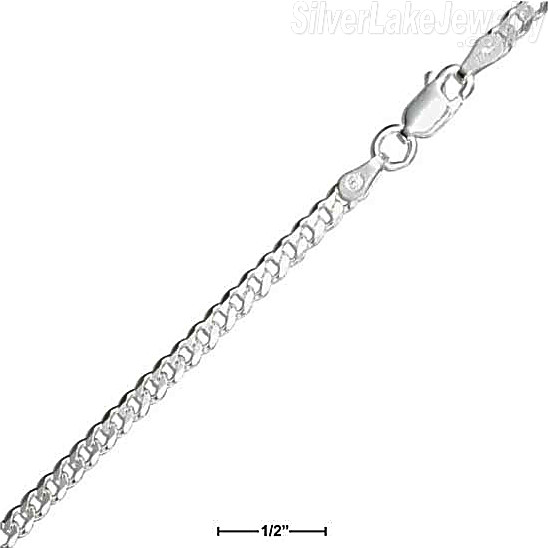 Sterling Silver 20" Curb Cuban Link Chain 3mm - Click Image to Close