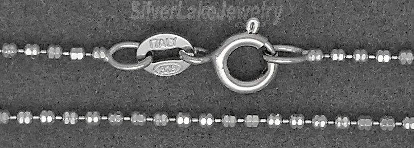 16" Sterling Silver Diamond-cut Double Bead Chain 1.4mm Rhodium Finish - Click Image to Close