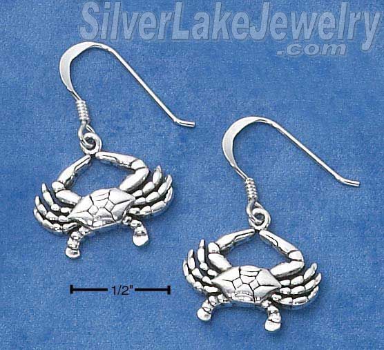 Sterling Silver Dangling Crab Earrings On French Wires - Click Image to Close