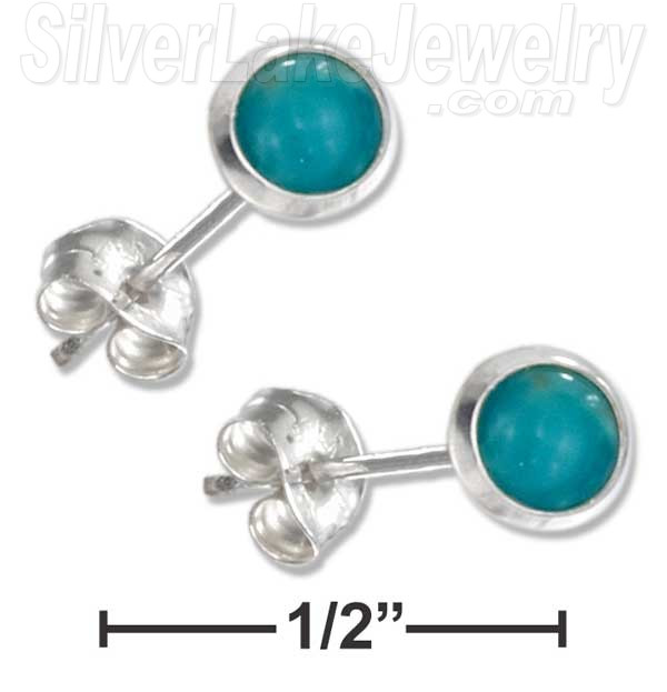 Sterling Silver Mini Turquoise Dot Earrings On Posts - Click Image to Close