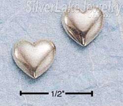 Sterling Silver Mini High Polished Heart Earrings On Posts - Click Image to Close