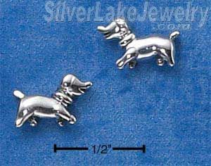 Sterling Silver Mini Walking Puppy Earrings On Posts - Click Image to Close