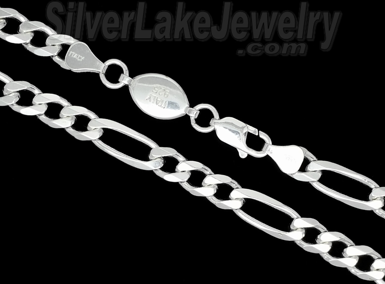 Sterling Silver 24" Figaro Chain 7mm - Click Image to Close