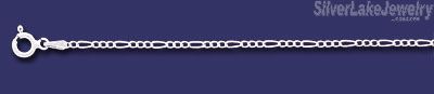 Sterling Silver 7" Figaro Chain Bracelet 1.8mm - Click Image to Close