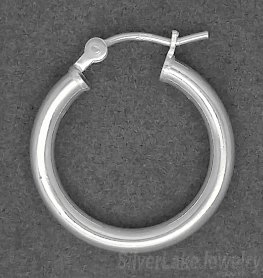 Sterling Silver 18mm French Lock Hoop Earrings 2.5mm tubing - Click Image to Close