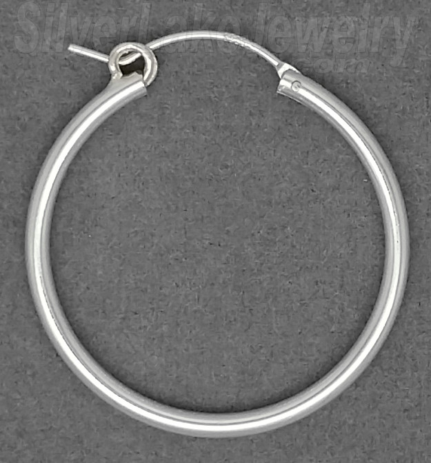 Sterling Silver 30mm French Lock Hoop Earrings 2mm tubing - Click Image to Close
