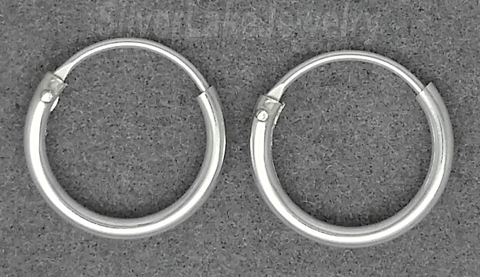Sterling Silver 10mm Endless Hoop Earrings 1mm tubing - Click Image to Close