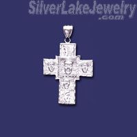 Sterling Silver DC Big Cross w/Faces Charm Pendant - Click Image to Close