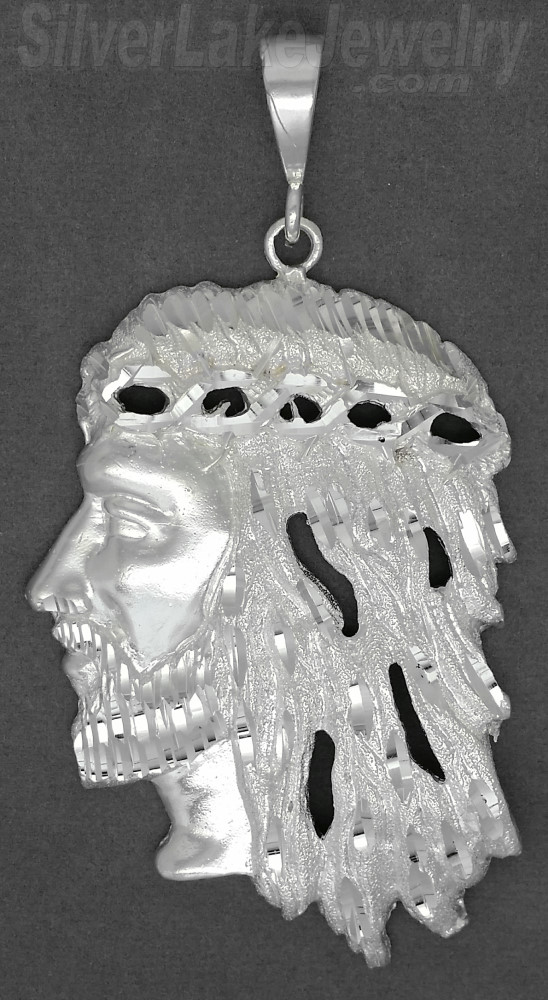 Sterling Silver DC Big Jesus Christ Face Charm Pendant - Click Image to Close