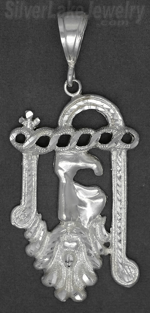Sterling Silver Diamond-cut Big Jesus Christ Face Large Charm Pendant - Click Image to Close