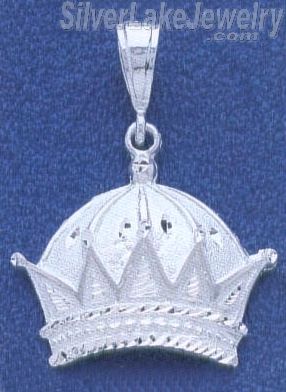 Sterling Silver DC Big Crown Charm Pendant - Click Image to Close