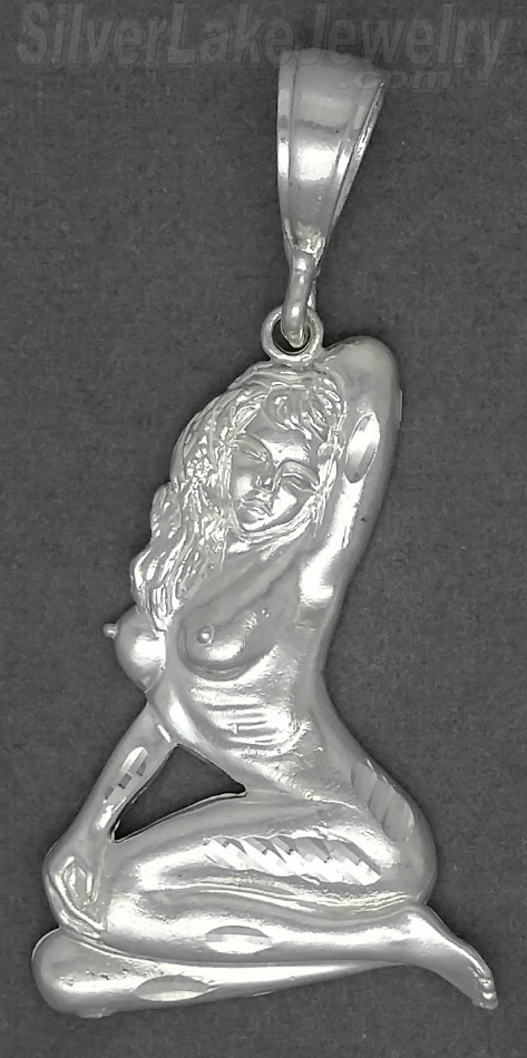 Sterling Silver DC Naked Woman Charm Pendant - Click Image to Close