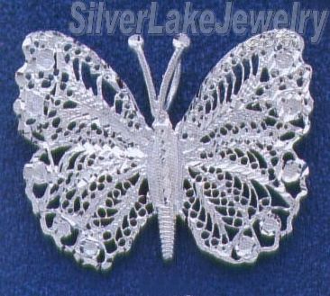 Sterling Silver DC Big Filigree Butterfly Charm Pendant - Click Image to Close