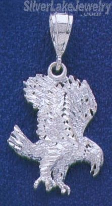 Sterling Silver DC Striking Eagle Charm Pendant - Click Image to Close