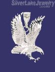 Sterling Silver DC Striking Eagle Charm Pendant - Click Image to Close