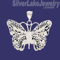 Sterling Silver DC Big Filigree Butterfly Charm Pendant - Click Image to Close