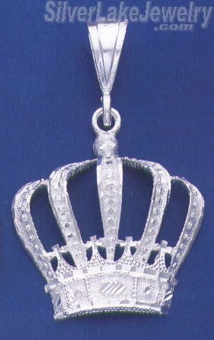 Sterling Silver DC Big Crown Charm Pendant - Click Image to Close