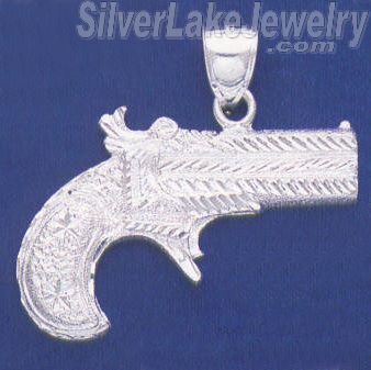 Sterling Silver DC Big Pistol Handgun Charm Pendant - Click Image to Close