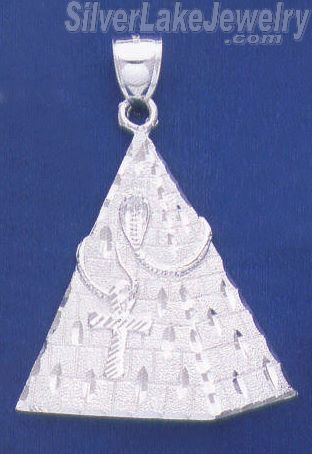 Sterling Silver DC Big Egyptian Pyramid w/Cobra & Ankh Charm Pen - Click Image to Close