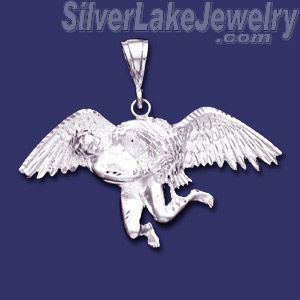 Sterling Silver DC Big Eagle/Bird of Pray Carrying Man Charm Pen - Click Image to Close