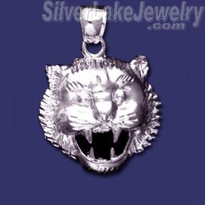 Sterling Silver DC Tiger Head Charm Pendant - Click Image to Close