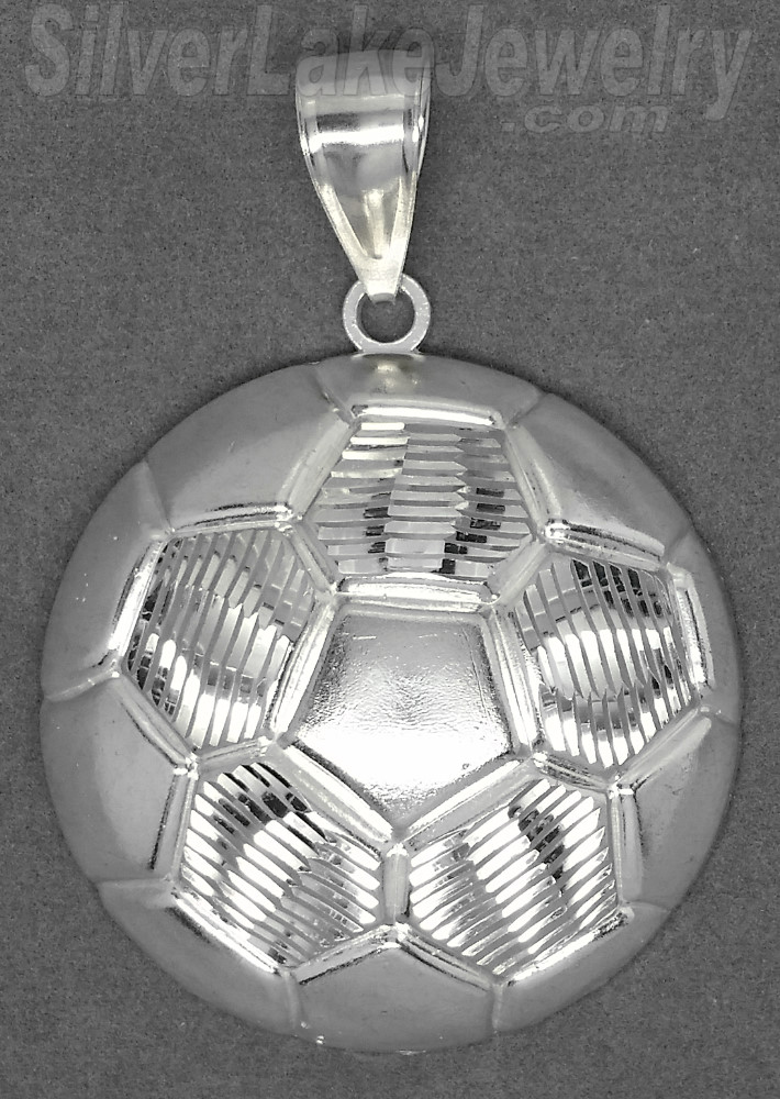 Sterling Silver Large DC Football Soccer ball Charm Pendant - Click Image to Close