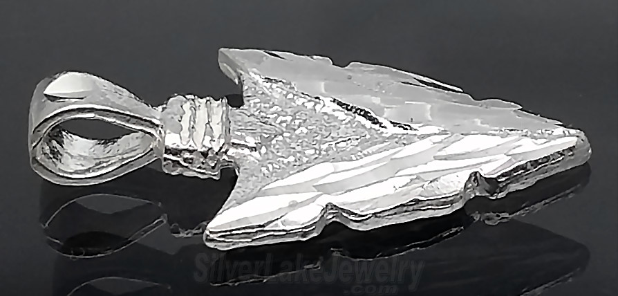 Sterling Silver Diamond-Cut Arrowhead Charm Pendant - Click Image to Close
