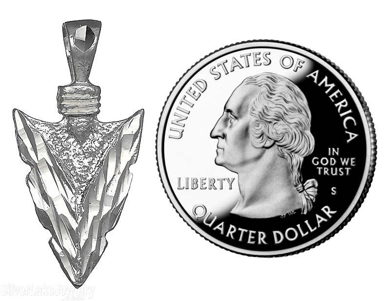 Sterling Silver Diamond-Cut Arrowhead Charm Pendant - Click Image to Close