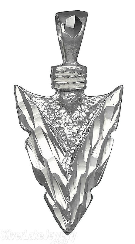 Sterling Silver Diamond-Cut Arrowhead Charm Pendant - Click Image to Close