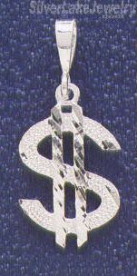 Sterling Silver DC Dollar Money Sign Charm Pendant - Click Image to Close