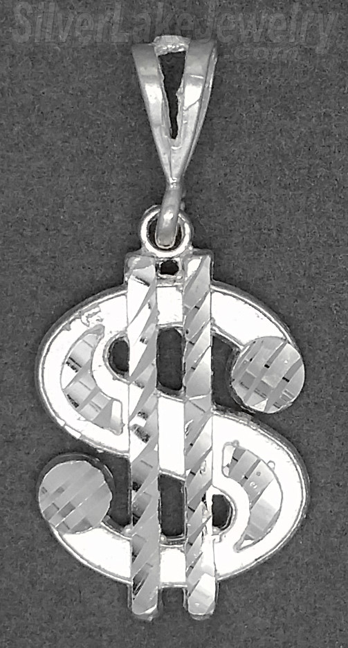 Sterling Silver DC Dollar Money Sign Charm Pendant - Click Image to Close