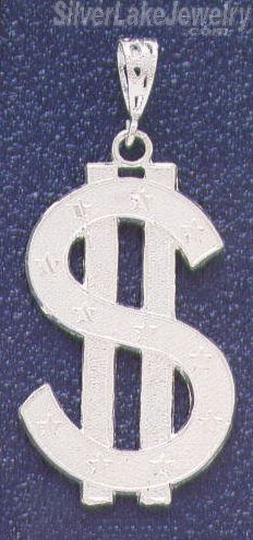 Sterling Silver DC Big Dollar Money Sign Charm Pendant - Click Image to Close