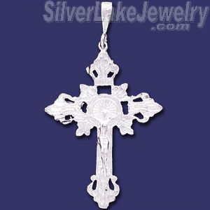Sterling Silver Dia-Cut Cross Charm Pendant - Click Image to Close
