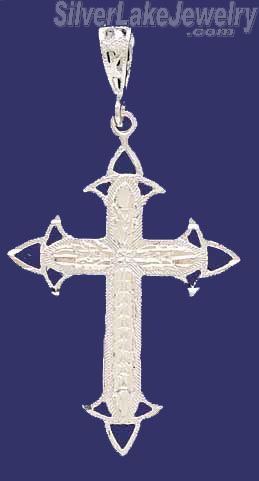 Sterling Silver Dia-Cut Cross Charm Pendant - Click Image to Close