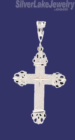 Sterling Silver Dia-Cut Cross Charm Pendant - Click Image to Close