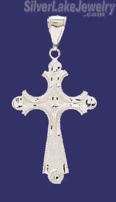 Sterling Silver Dia-Cut Cross Charm Pendant - Click Image to Close