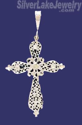 Sterling Silver Dia-Cut Cross Charm Pendant - Click Image to Close