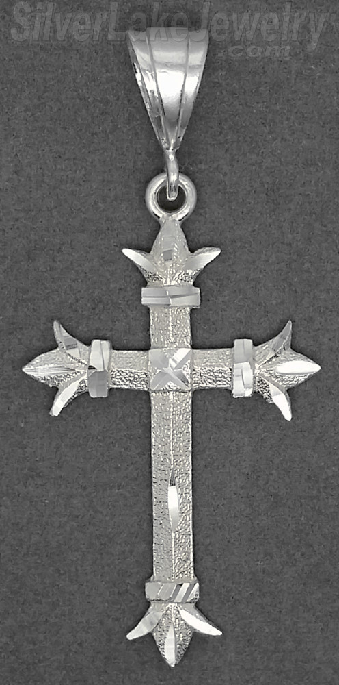 Sterling Silver Dia-Cut Cross Charm Pendant - Click Image to Close