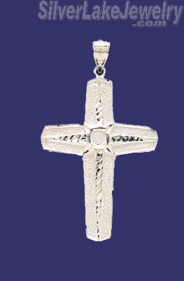 Sterling Silver Dia-Cut Cross Charm Pendant - Click Image to Close