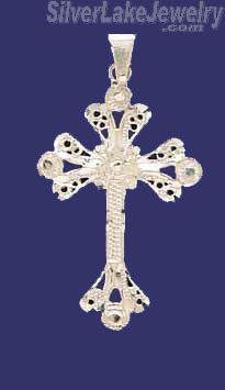 Sterling Silver Dia-Cut Cross Charm Pendant - Click Image to Close