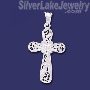 Sterling Silver Dia-Cut Cross Charm Pendant - Click Image to Close