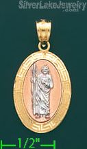 14K Gold Saint Jude Stamp Charm Pendant - Click Image to Close