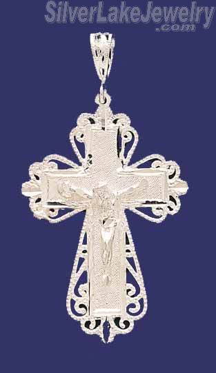 Sterling Silver DC Big Cross Crucifix Charm Pendant - Click Image to Close