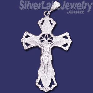 Sterling Silver DC Big Cross Crucifix Charm Pendant - Click Image to Close