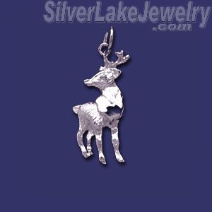 Sterling Silver Deer Standing Animal Charm Pendant - Click Image to Close
